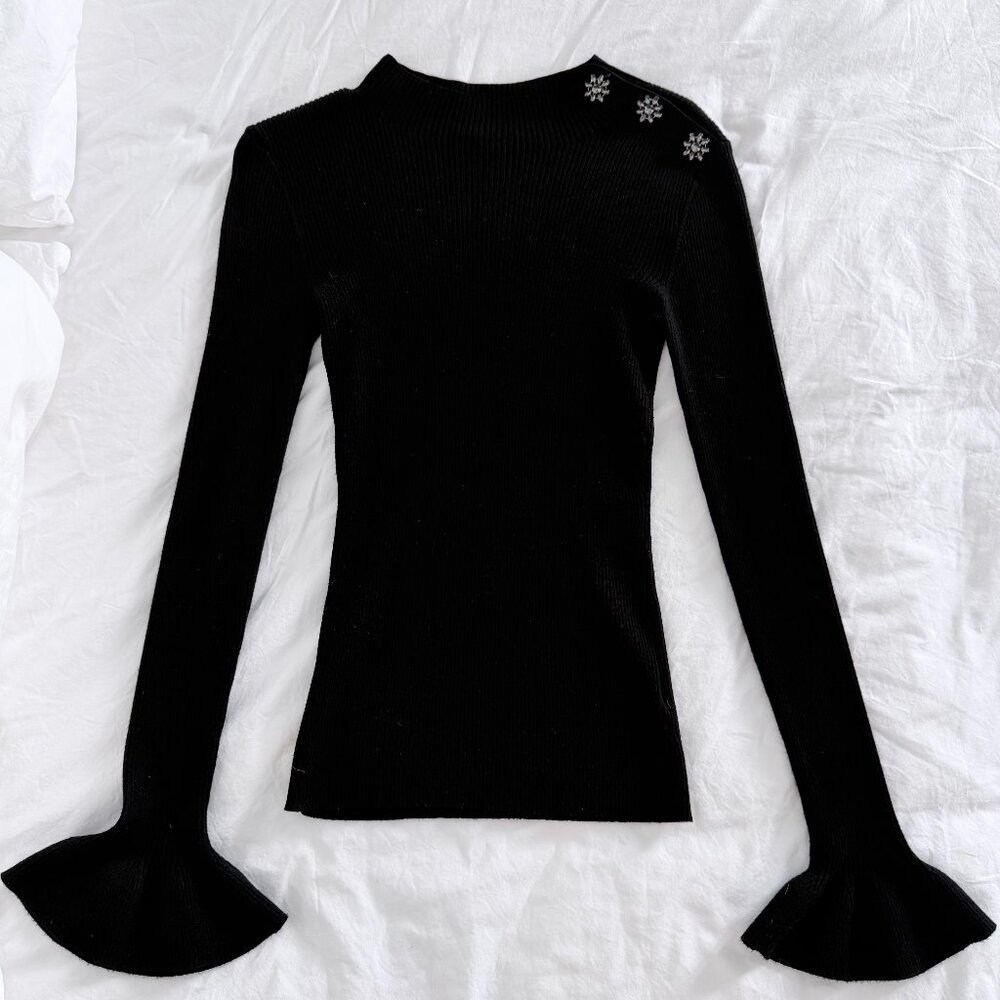 Milly Bell Sleeve Knit Long Sleeve Top Size Small